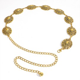 TJUSPIRIT Waist Chain Belt Belly Chain for Women Metal Adjustable Chain Belt Body Chains Metal Belt Belly Jewellery for Jeans, Skirts and More (Style 3), 105, Metal