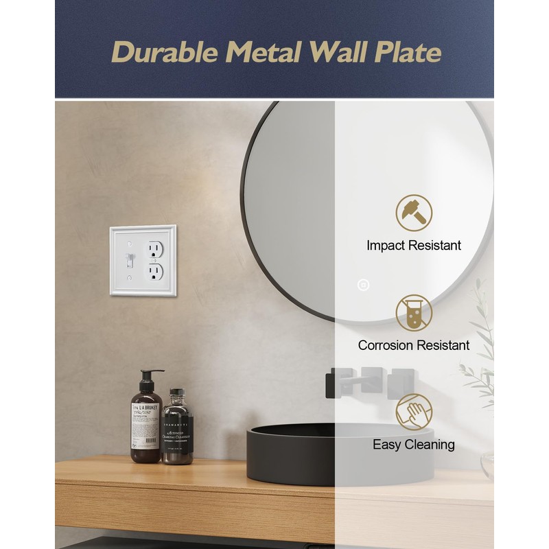 ZILLSEA 2-Pack Combination 1 Toggle/1 Duplex Wall Plate, Metal Light