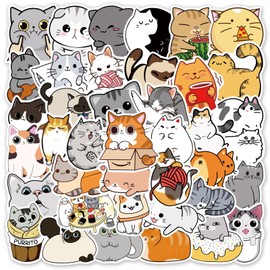 50 Cute Cat Stickers Cute Cat Stickers Stylish Cute Cartoon Cat Stickers Waterproof Stickers Cute Moe Toy Stickers DIY Diary Calendar Album Decoration Scrapbook Planner Journal Stationery Guitar