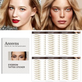 Aresvns 66 Pairs Gold Eyebrows Tattoo Sticker, Realistic Gold Tattoo Eyebrows Waterproof and Long-Lasting 3-4 days