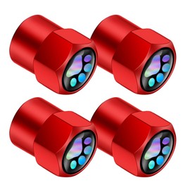 GAOLAOSY 4PCS Paw Car Tire Valve Stem Caps, Hexagonal Alloy Corrosion Resistant Auto Tire Valve Cover with Rubber Ring, Leak-Proof Dustproof Wheel Accessory for Trucks, Cars, Motorcycles (Red)