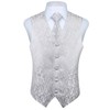 HISDERN Men's Paisley Floral Jacquard Waistcoat, Tie, Pocket Square/Handkerchief Set,