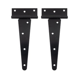HLMOptimo Heavy Duty T Hinge Tee Hinge T Strap Hinge Shed Hinge Gate Hinge Barn Hinge Fence Hinge Door Hinge Wrought Rustproof All Size Black (2 pcs, 8 inch)