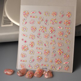 Colorful Fireworks Nail Stickers for Nail Art Embossed Fireworks Nail Art Stickers 5D Adhesive Glitter Rhinestones Fireworks Nail Decals Cute Fireworks Star Nail Supplies for Women DIY Manicure Decor