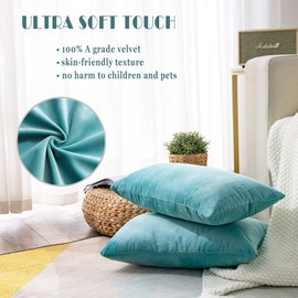 Stellhome Pack of 2 Rectangle Throw Pillow Covers Super Soft Solid Velvet Pillowcase for Bed Couch Sofa Bench, 12 x 20 inch (30 x 50 cm), Dark Cyan