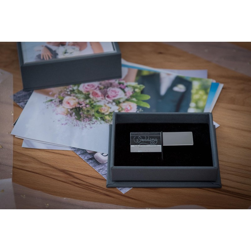 Crystal USB Flash Drive with Box Wedding Design - Elegant
