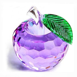 Crystal Glass Apple Figurine Feng Shui Item Interior Object Apple Interior Suncatcher Miscellaneous Goods Crystal Good Luck Gift (Purple)