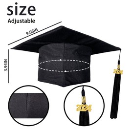 AYNKH Graduation Capwith 2024 Gold Pendant,Graduation Hat, University Degree with Tassel Academic High School Bachelor Cardboard Graduate Cap Adjustable