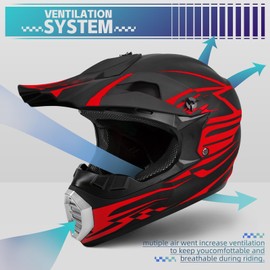 Youth Adult Motocross Dirt Bike Helmet DOT Approved ATV Motorcycle Full Face Helmet Kids Four-Wheeler Offroad Street MX Helmet with Gloves,Goggles,Face Shield 4-Piece Set
