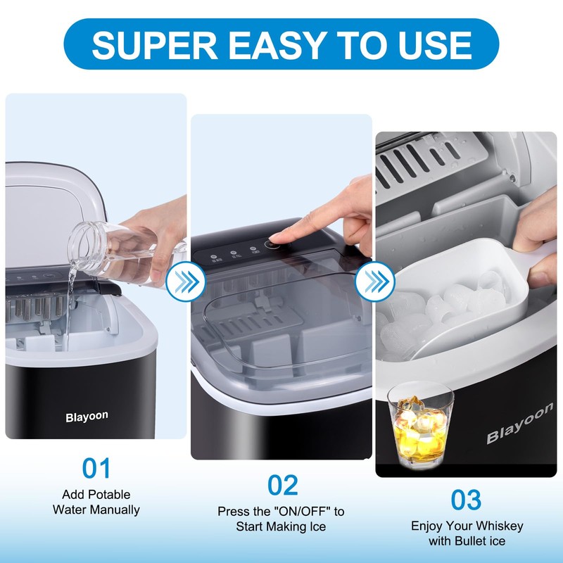 Ice Maker Countertop, Portable Ice Machine Self-Cleaning, Portable Ice Cube