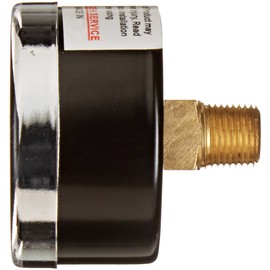 PIC Gauge 102D-158D 1.5" Dial, 0/60 psi Range, 1/8" Male NPT Connection Size, Center Back Mount Dry Pressure Gauge with a Black Steel Case, Brass Internals, Chrome Bezel, and Plastic Lens
