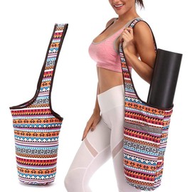 Shiwaki Yoga Mat Bag with Large Size Pocket and Zipper Pocket, Fit Most Size Mats Yoga, Yoga Bags and Carriers for Women - Color Stripe Pattern