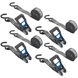 Secure Tite 4-Pack Ratchet Straps, 1' x 12', Vinyl Coated S-Hooks, 500 lbs WLL, 1500 lbs BS