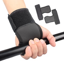 d power grip pro weight training grip, wrist wrap, muscle training gloves, pull-ups, grip aid, anti-slip treatment, injury prevention, Unisex, Left and Right Set, Pull Up Gloves, Strength Training, Power Grip, Training Gloves, Black