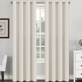 H.VERSAILTEX Room Darkening Curtains for Living Room Light Reducing Thermal Insulated Window Treatment Panels/Drapes Grommet Top 2 Panels (Ivory - 52 x 84 Inches)