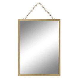 EMAISON Gold Hanging Mirror with Chain, 12 x 16 Inch Rustic Wall Decor for Bathroom, Entry, Dining Room, and Living Room. Metal Rectangle Vanity Mirror, Decorative Mirror.