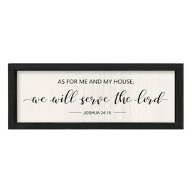 LuZhiQiang Bible Verse Wall DecorAs For Me And My House We Will Serve The Lord Wall Art 16"×6" Christian Sign Farmhouse Living Room Small Jesus Wood Framed Catholic Hanging (Black)