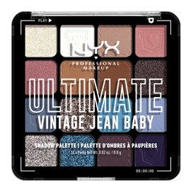 NYX Professional Makeup Ultimate Shadow Palette, 16 Vibrant True-To-Pan Eyeshadow Shades, Metallics, Shimmers, Colours and Nudes in Pressed Pigments, Vegan, Vintage Jean Baby, 0.8 g