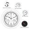 Lafocuse White Outdoor Wall Clocks Waterproof for Patio with Thermometer,