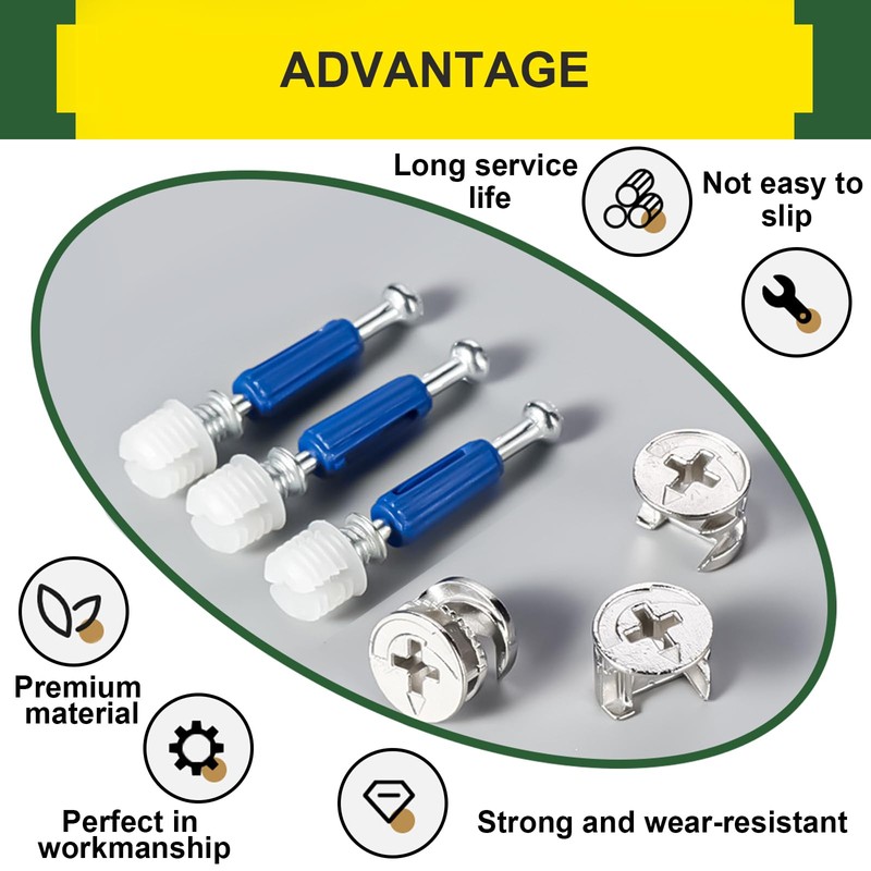 Tanbupu 115PCS Cam Locks for Furniture,3-in-1 Eccentric Hardware Wheels, Cam