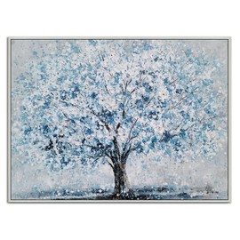 Yihui Arts Blue Tree of Life Hand Painted Canvas Wall Art