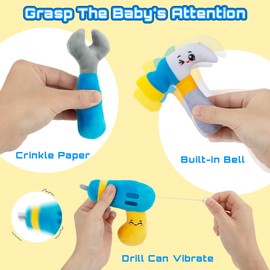 teytoy My First Toolbox Playset, Plush Baby Tool Set for 1 Year Old, Pretend Play Construction Toy with Zippered Tool Box, Montessori Plush Tool Kit Toys Birthday Gift for Toddlers Boys Girls