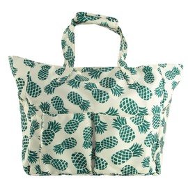 ACTOYS Beach Bag XXL, Beach Bag with Zip, Women's Beach Bag, Bath Bag XXL Family, Large Bath Bag, 45 x 40 x 20 cm, Pineapple
