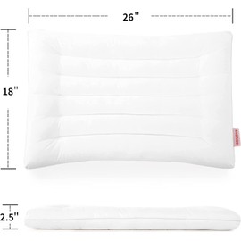 HOMBYS Ultra Thin Flat Pillow for Sleeping, Thin Pillow for Back Sleeper, Supportive Stomach Sleeping Pillow, Slim Bed Pillow, Machine Washable-King Size 18x36, White