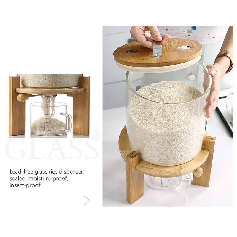 Flour and Cereal Container, 5L/8L, Rice Dispenser, Creative Glass Food