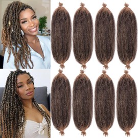 Xtrend 8 Packs Springy Afro Twist Crochet Hair 16 Inch Pre-Separated Spring Twist Hair Synthetic Marley Crochet Braiding For Distressed Soft Locs Hair Extension For Women (8 Strands/Pack,T27#)