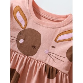 WRHPZW Toddler Girls Easter Egg Bunny Long Sleeve Dress Cotton Casual Graphic Tunic Playwear Party Dresses 4T