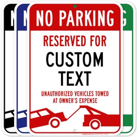 Custom No Parking Sign, Custom Reserved Parking Signs for Business, 10x14 Inches, Rust Free .040 Aluminum, Fade Resistant, Made in USA by My Sign Center (Post Holes)