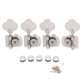 FJB-Bass Tuners (1 Left+3 Right) - 1:22 Ratio Open Gear Machine Heads, Chrome Tuning Key Pegs for Electric Jazz/Precision Bass Guitar String Turners 4 Pcs