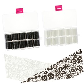 Ipetboom 20pcs Full Coverage Ballerina Nails Lace Press Nails Artificial Lace Full Cover Sky Stickers