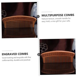 TOVINANNA 4pcs Portable Retro Wood Combs Wide Tooth Detangling Static Peach Hair Comb Random Style