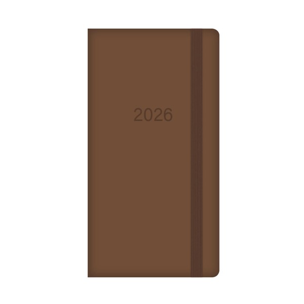 2026 Slim Wallet Diary Week To View - Brown Soft