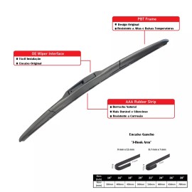 2MPLASTIC Front Hybrid Windshield Wiper Blade For LEXUS HS250H 2010-2011 LC500H 2018-2020
