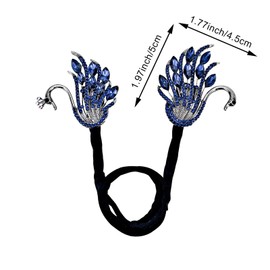 Rhinestone Swan Hair Bun Maker with Elegant Twist, Crystal French Hairstyle and Ocean Blue Feather Hairpin Accessories for Women Girls