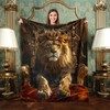 Decorative Lion Throw Blanket, Fuzzy Soft Cozy Flannel Blanket for