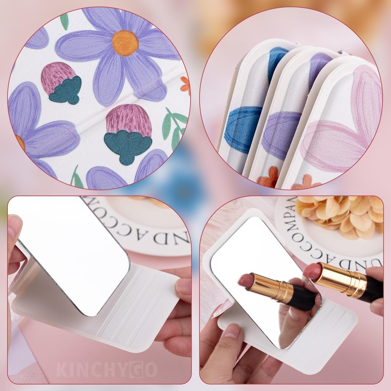 12 Pack Mini Compact Mirror Flower Folding Pocket Mirrors