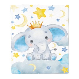 Elephant Baby Blanket for Boys, Blue Elephant Blankets for Toddler Boys, 30x40 Inches Cute Elephant Throw Blanket for Baby Boys, Soft Fleece Elephant Blanket for Boys Baby Shower Birthday