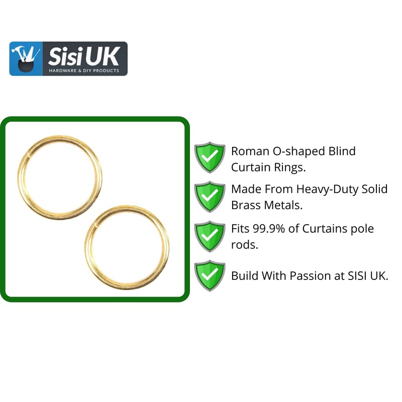 Hollow Brass Plated Curtain Rings - 20 mm O Shaped