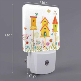 Chrobak LED Night Light,Cute Bird Butterfly Flower Houses LED Night Light Plug into Wall with Dusk to Dawn Light Sensor White Energy Efficient Nightlight for Bedroom Hallway Living Room Kitchen