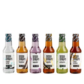 Sessa Syrups Sugar Free Sampler Pack: Simple Syrup, Hazelnut, Lavender, Vanilla, Pistachio, Salted Caramel (11.8 Fl Oz, 6 Pack)
