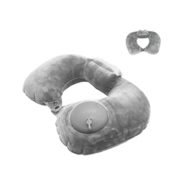 Litcat Inflatable Travel Neck Pillow, Comfortably Supports Inflatable Neck Pillow,Press to Inflate Traveling Pillow for Airplane,Traveling, Train, Car, Office, Suit for Adults Sleeping - Gery
