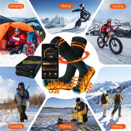 Heated Socks for Men & Women with App Control 8500mAh*2 Rechargeable Electric Heated Socks Up to 12 Hours Washable Warm Socks for Outdoors Work Skiing Hunting Riding Cycling Hiking Camping Xmas Gifts