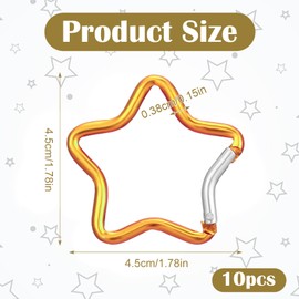 Pack of 10 Carabiner Star, Colourful Aluminium Alloy Outdoor Star-Shaped Carabiner Hook with Snap Lock for DIY Backpack Travel (10 Colours)