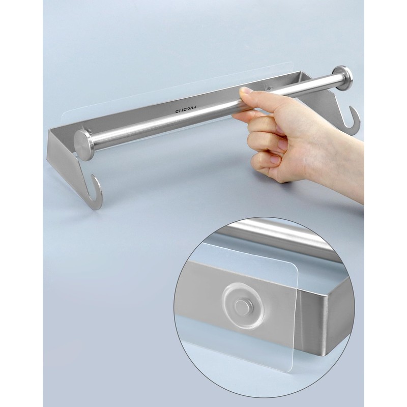 QWORK® 33 cm Kitchen Roll Holder No Drilling – SUS304