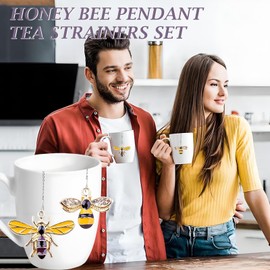 PUSCOBSY Cube Tea Infusers for Loose Tea, Set of 2 Tea Strainers with Honey Bee Charm Pendant, Stainless Steel Mesh Tea Diffuser for Filter Tea Dregs and Extraction