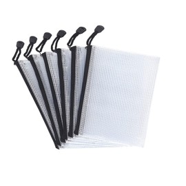 6pcs Zip File Bags,Mesh Zipper Pouch Document,Waterproof Zip File Folders,Multipurpose Bags for School Office Supplies and Business Papers and Books Storage and Cosmetics Storage (A6)